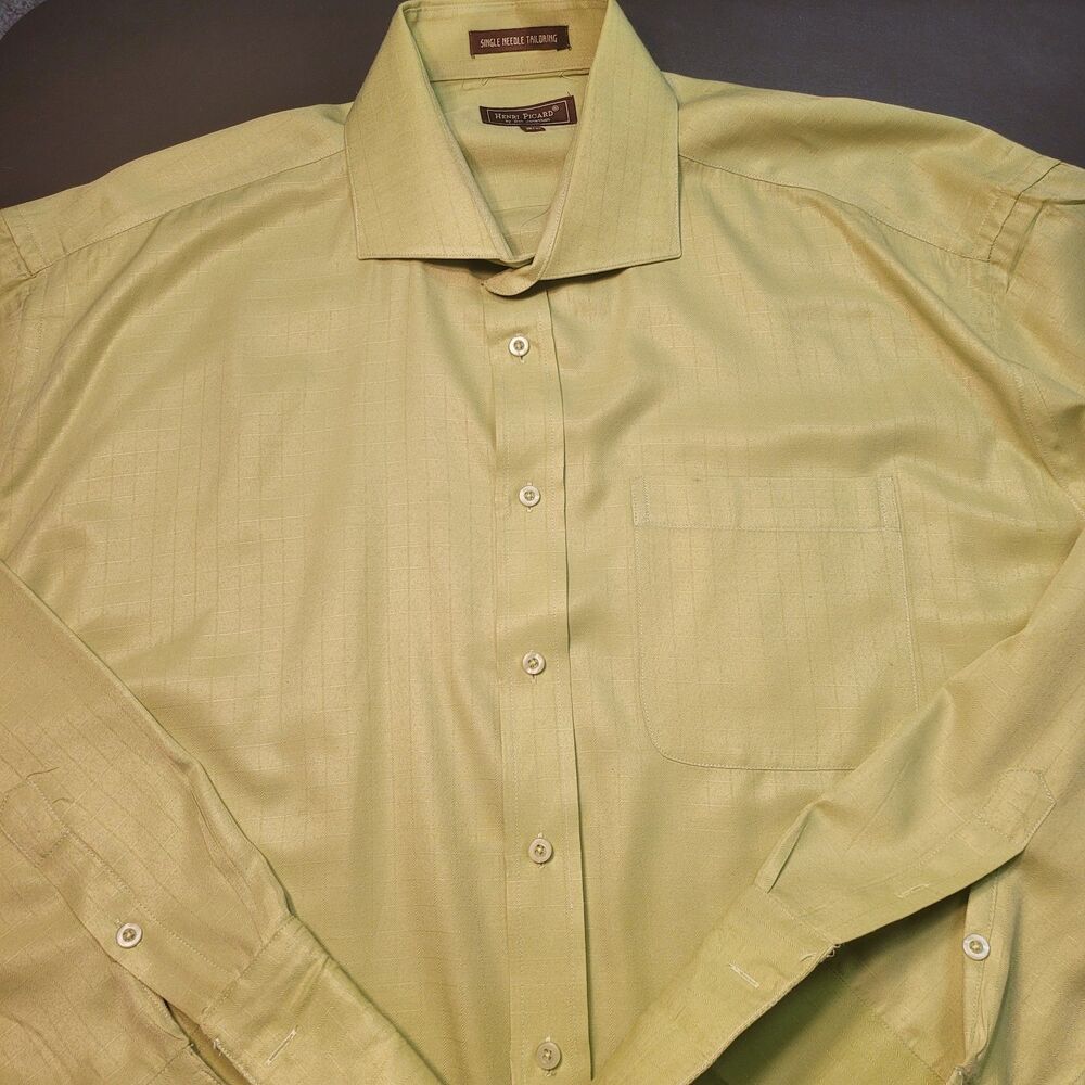 Henri Picard by Don Jonathan Dress Shirt Mens 18.5 36/37 Single Needle Tailoring